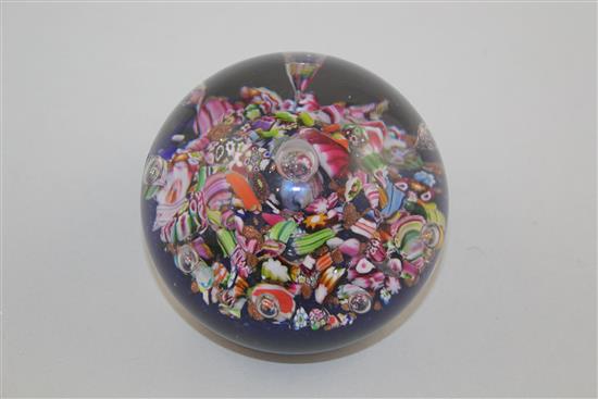 A scrambled glass paperweight, early 20th century, probably Murano, 8cm